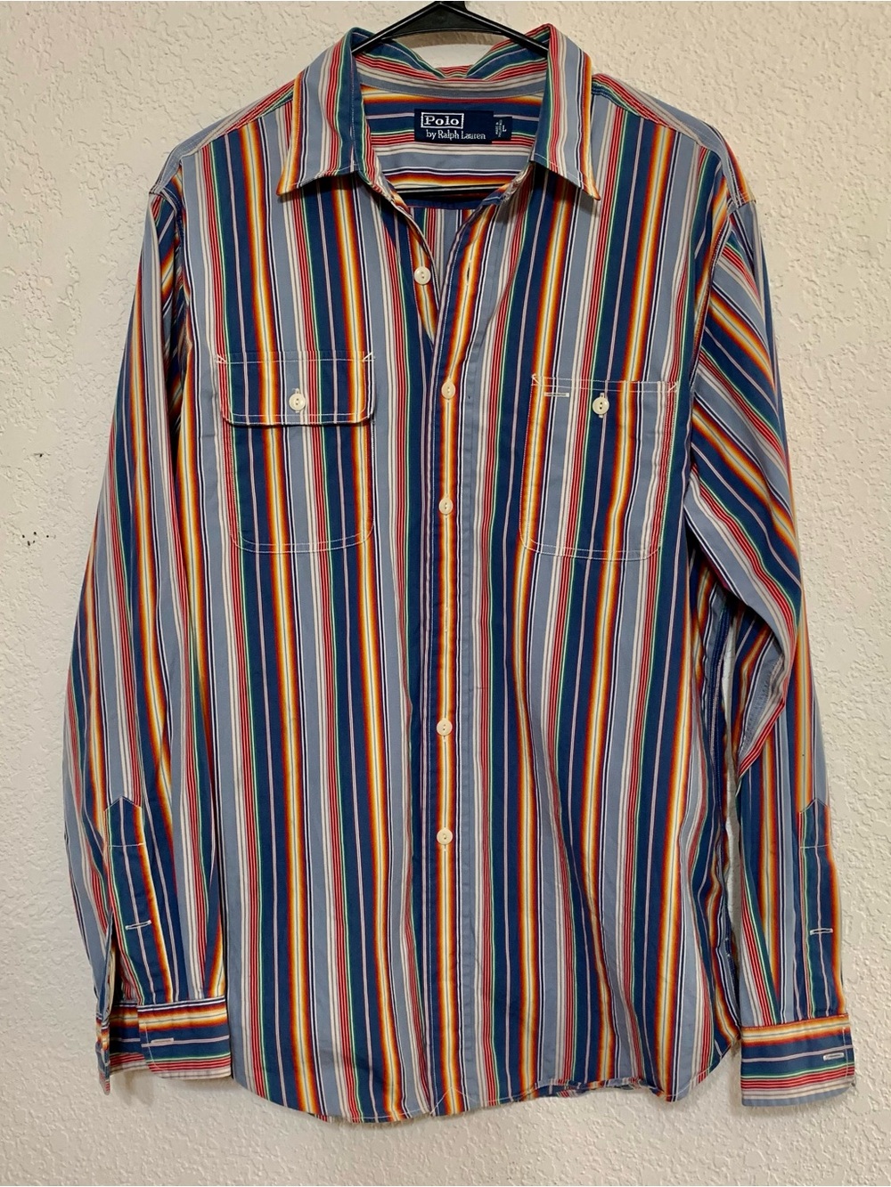 Polo by Ralph Lauren Multicolor Vertical Stripe Button-Down Shirt size Large
